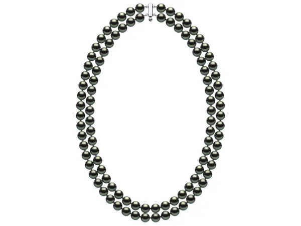 7 x 8mm Black Green Freshwater Double Strand Pearl Choker