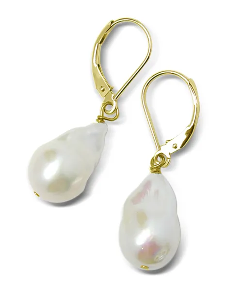 Baroque Freshwater Pearl Earrings - 11 mm by 12 mm