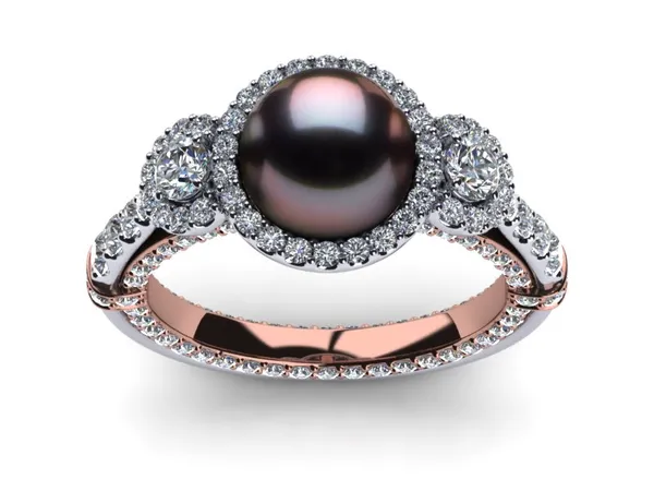 Tahitian Pearl 3 Halo Ring