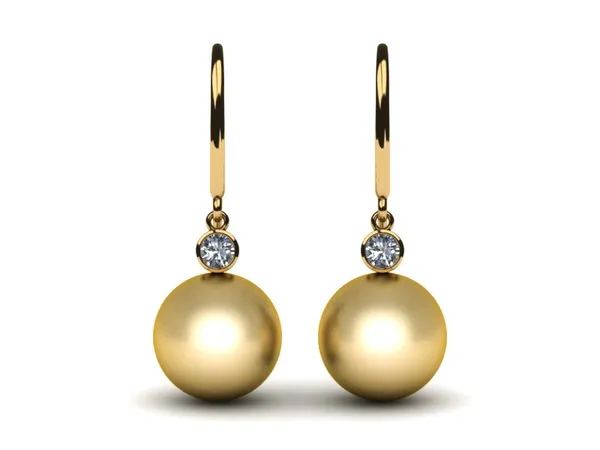 Golden Pearl Earring Diamond Drop
