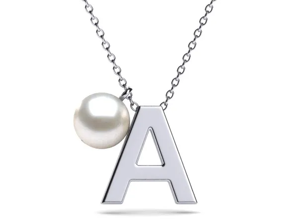 Initial Pearl Necklace Letter A