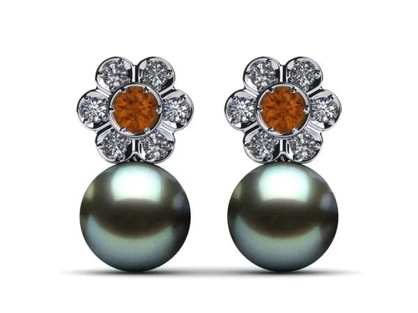 Tahitian Pearl Flower Gemstone Earring