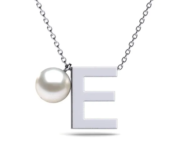 Initial Pearl Necklace Letter E
