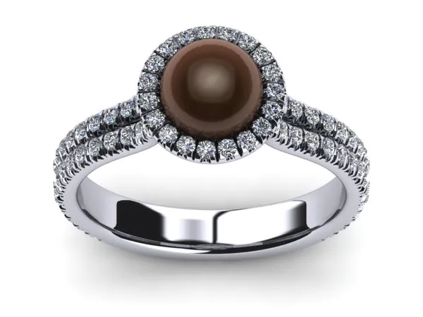 Double Band Halo Pearl Ring