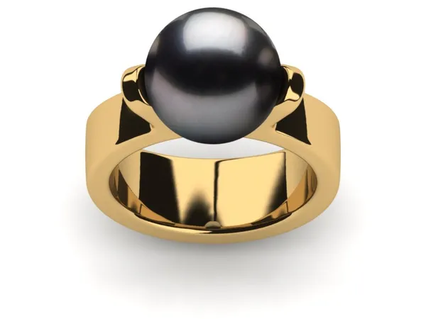 Tahitian Pearl Davis Ring 18K Yellow Gold