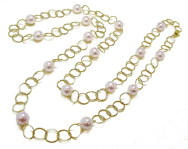 Circle Tincup Japanese Akoya Cultured Pearl Necklace