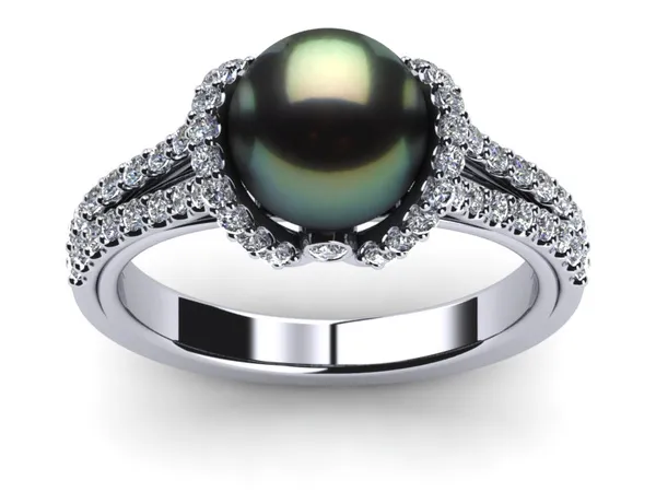 Tahitian Pearl Diamond Ribbon Ring