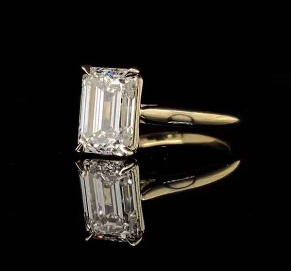 2 Carat Emerald Cut Lab Diamond in 14K Yellow Gold