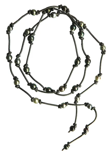 Tahitian Pearl Baroque Leather Lariat Necklace
