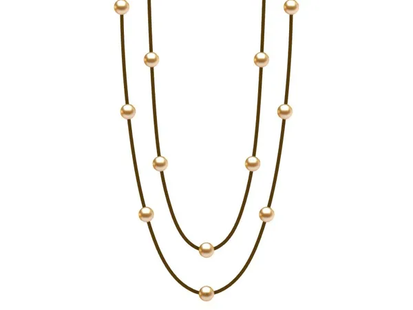 Pearl Leather Multicolor Lariat Golden