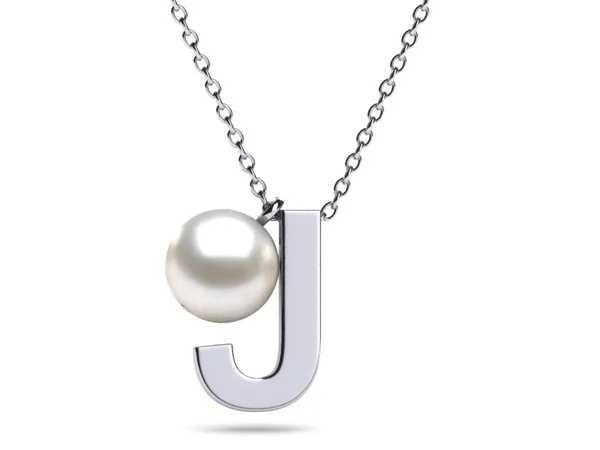 Initial Pearl Necklace Letter J