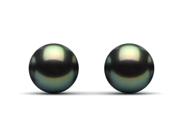 7.0 mm TRUE AAA Black GREEN Freshwater Round Pearl Stud Earrings
