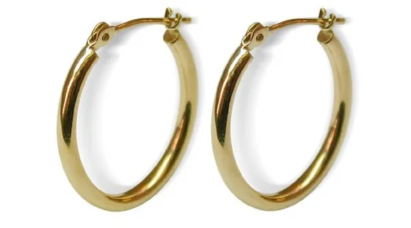 14K Yellow Gold Oval Hoop Earring