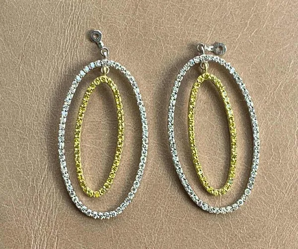 Double Oval Hoop Fancy Light Yellow Diamond Earring Jacket