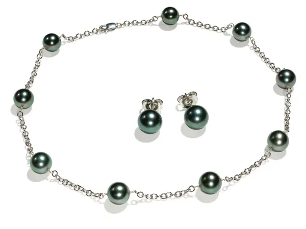 8 x 8.5mm Black Tahitian Cultured Pearl Tin Cup Necklace