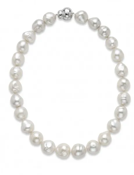 15–17mm White South Sea Baroque Pearl Necklace — GIA Certified