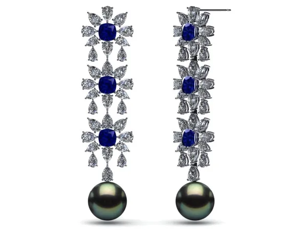 Tahitian Pearl Crown Jewel Earring