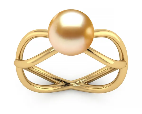 Golden Pearl Petite Atomic Ring