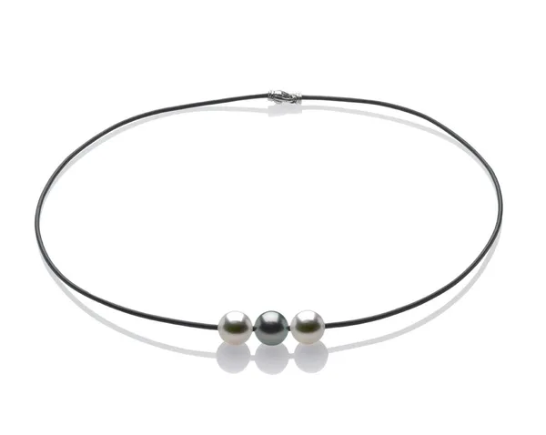 Triple Pearl and Cord Necklace