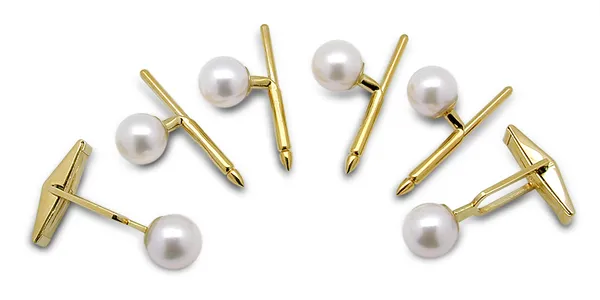 Cuff Links - Japanese Akoya Cultured Pearl - 14K Gold