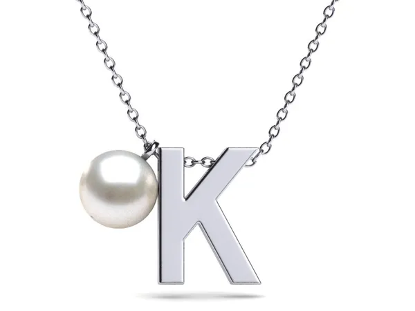Initial Pearl Necklace Letter K