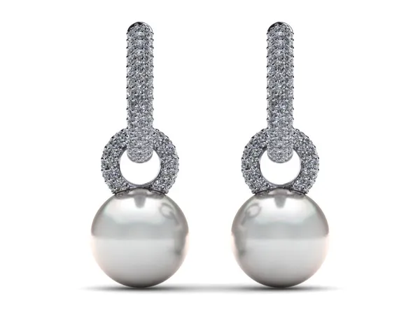 Double Pav� Hoop South Sea Pearl Earring