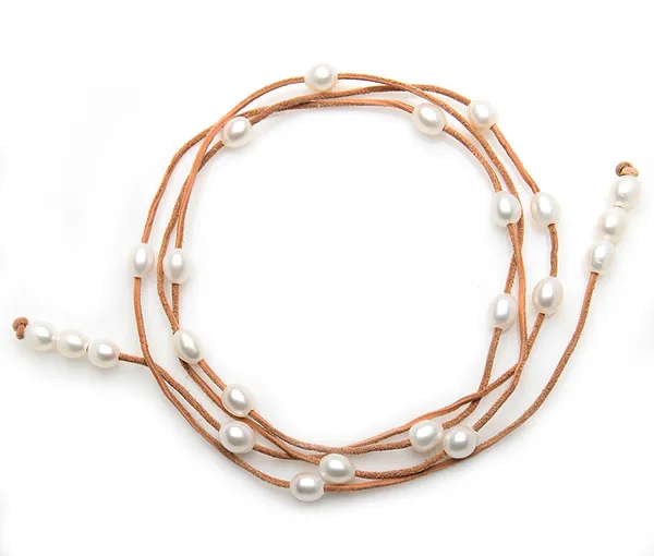 St. Barts White Pearl & Sand Color Lariat
