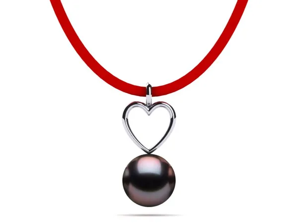 Tahitian Pearl Leather Heart Necklace