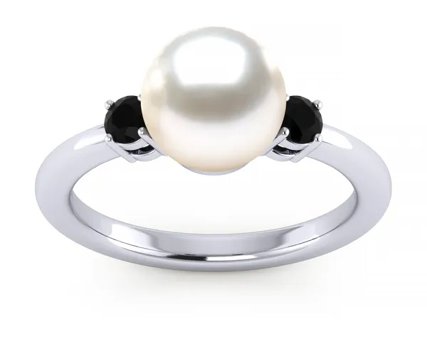 South Sea Pearl Grace Ring with Black Diamonds