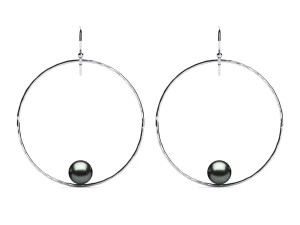 Tahitian Pearl Round Circle of Life Pearl Earring