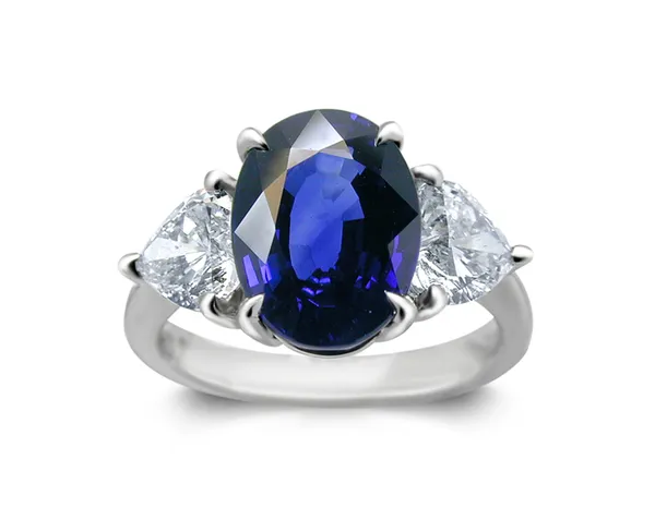 Platinum Blue Sapphire Ring w/1.25cttw. Diamonds
