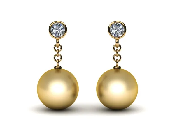 Diamond Drop Pearl Earring