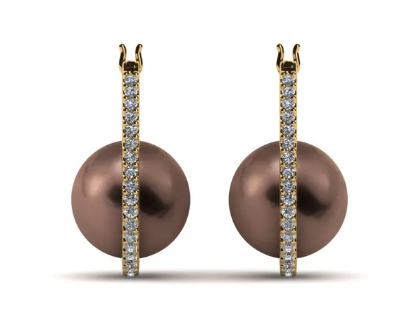 Mocha Pearl Diamond Morning Dew Hoop Earring