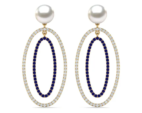 South Sea Pearl Double Oval Hoop Earring