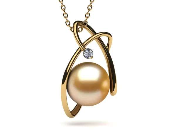 Golden Spiral Pearl Pendant