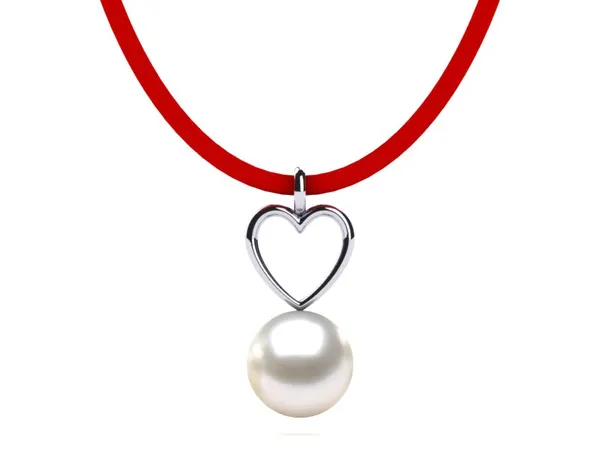 South Sea Pearl Leather Heart Necklace