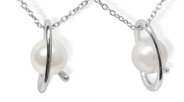 Halo White Japanese Akoya Cultured Pearl Pendant in White Gold