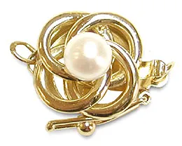 14K Yellow Gold Woven Pearl Clasp