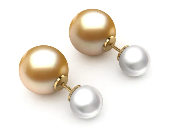 Golden & White Pearl Duplex South Sea Earring