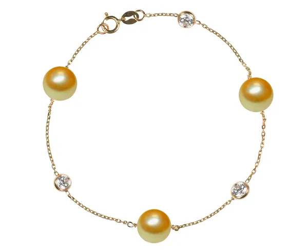 Golden South Sea Pearl and Diamond Bracelet
