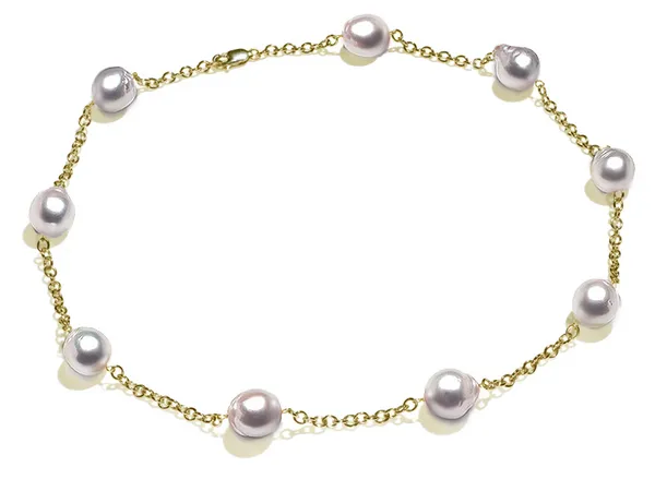 10 x 11mm White South Sea Baroque Cultured Pearl Tin Cup Necklace