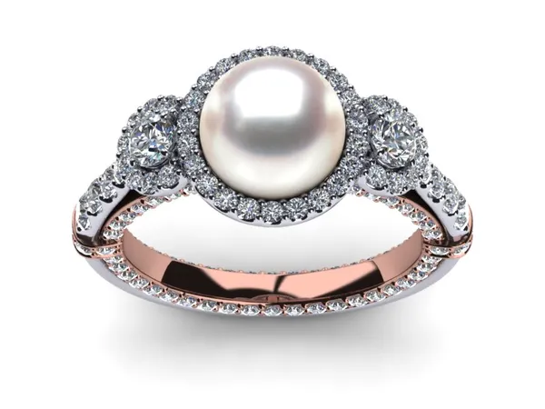 South Sea Pearl 3 Halo Ring