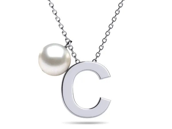 Initial Pearl Necklace Letter C