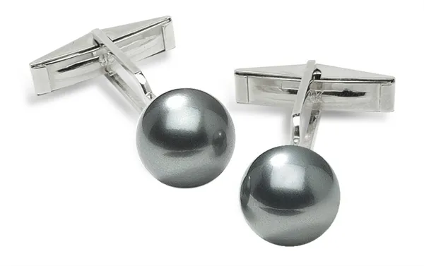 Sleeve Cuff Links - Grey Tahitian Cultured Pearl - 14K Gold