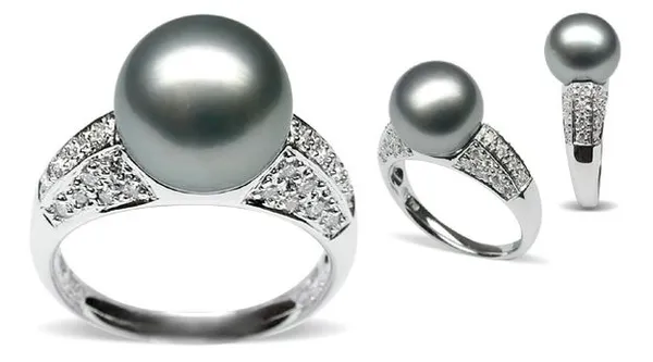 Silver Eunice a Black Tahitian South Sea Cultured Pearl Ring