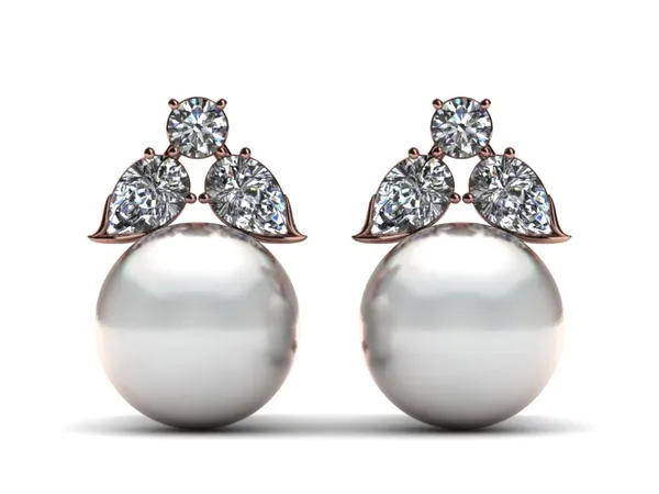 South Sea Pearl Earring Round Diamond Drop