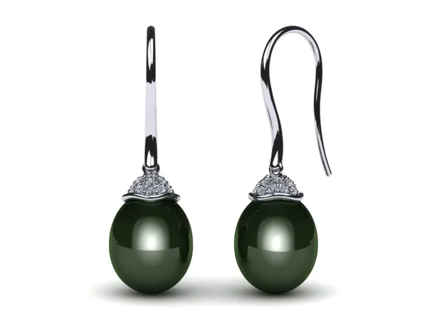 Tahitian South Sea Pearl Diamond Pavé Cap Earring