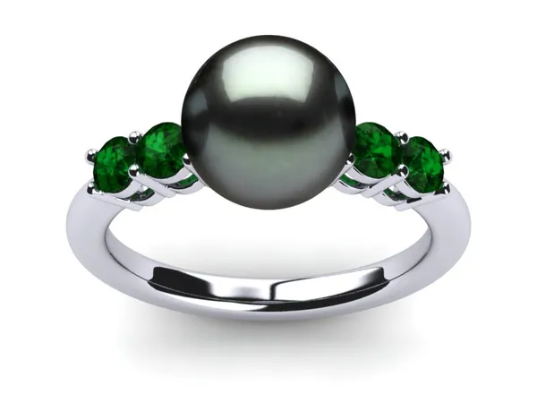 Tahitian Pearl Deluxe Grace Emerald Ring