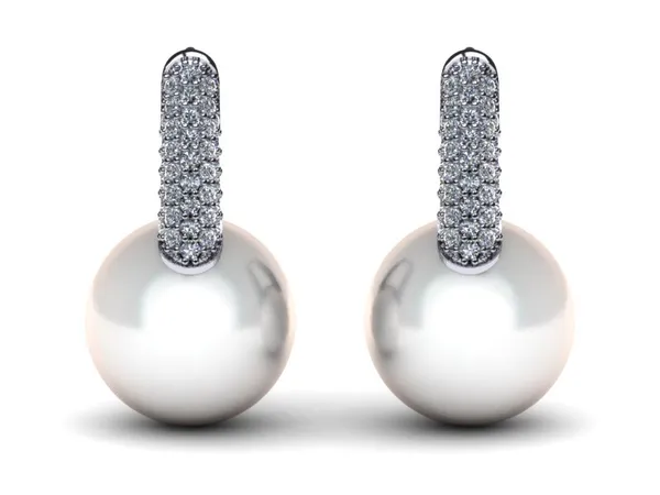 Pave Pearl & Diamond Earring