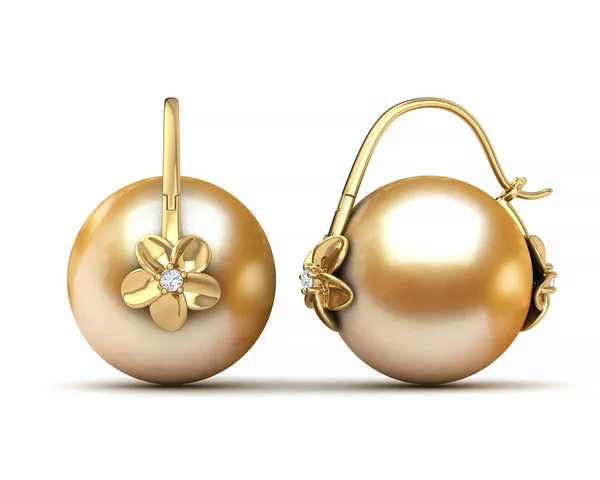 Golden South Sea Pearl Arc De Triomphe Hibiscus Earring